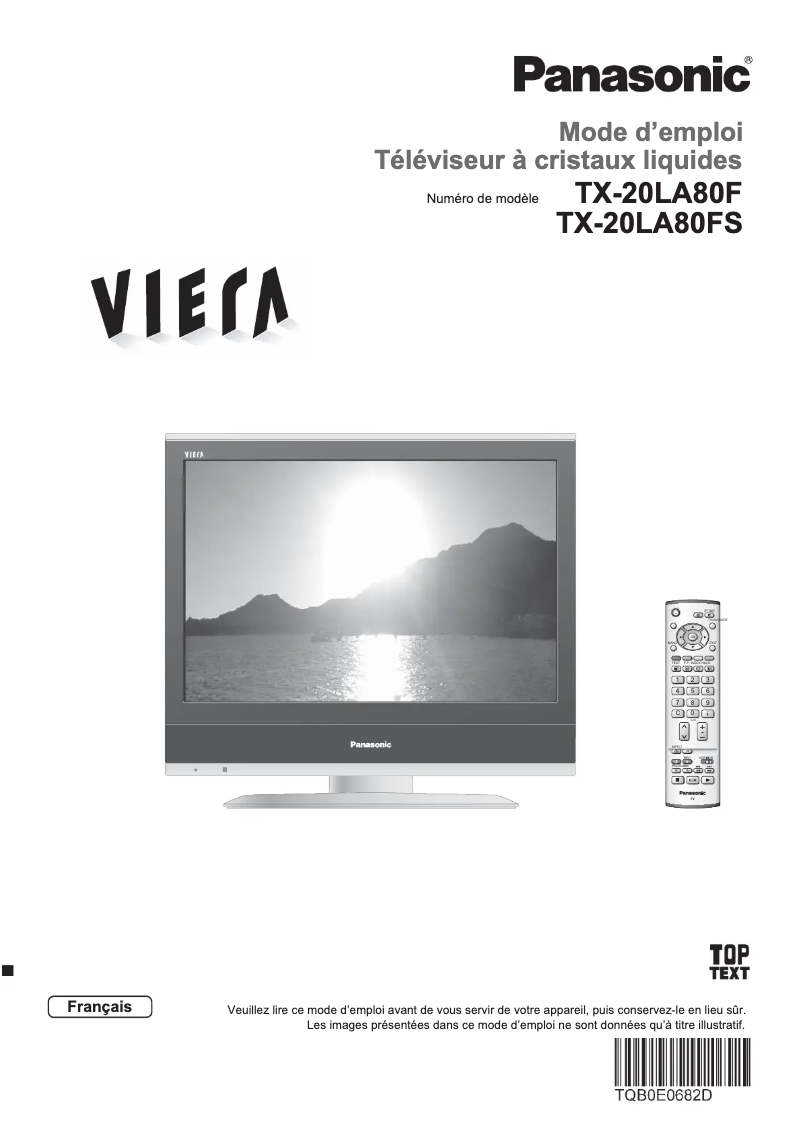 Page 1 de la notice Manuel utilisateur Panasonic Viera TX-20LA80F