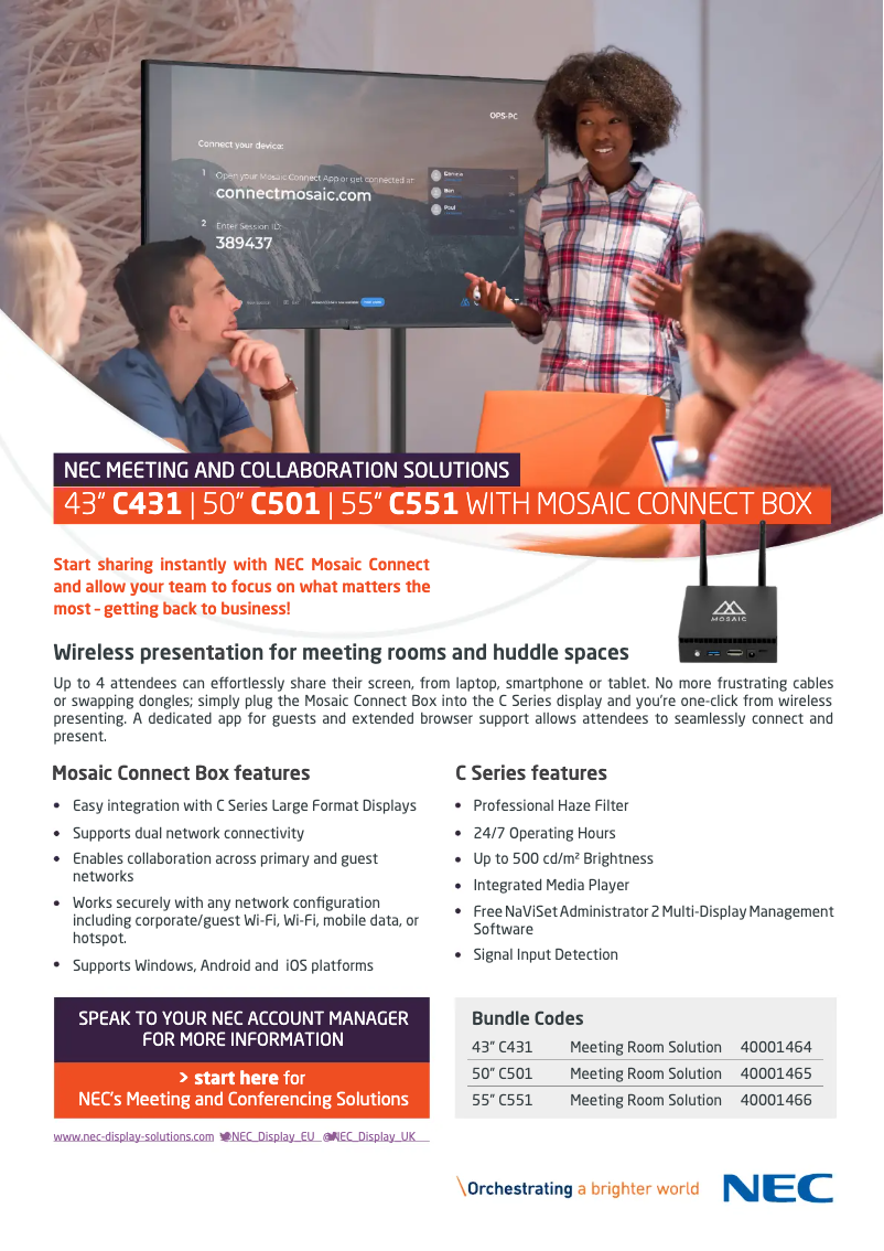 Page 1 de la notice Brochure NEC MultiSync C551