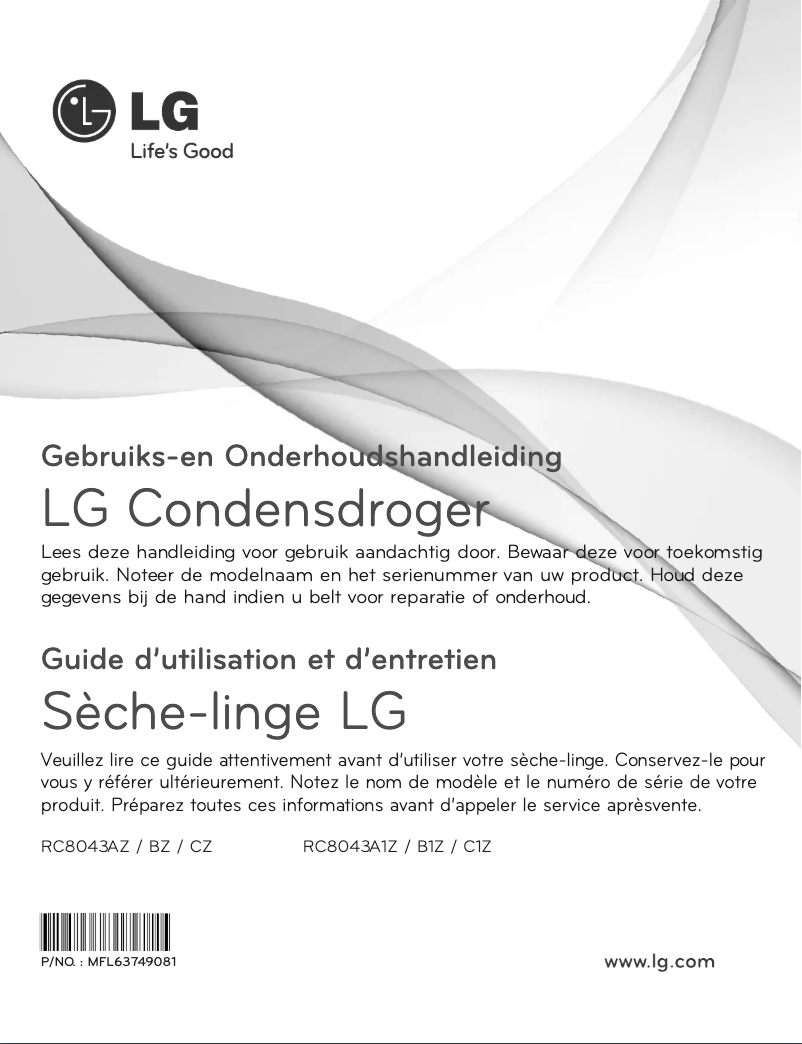 Page n°1 - Manuel utilisateur LG RC8043B1Z
