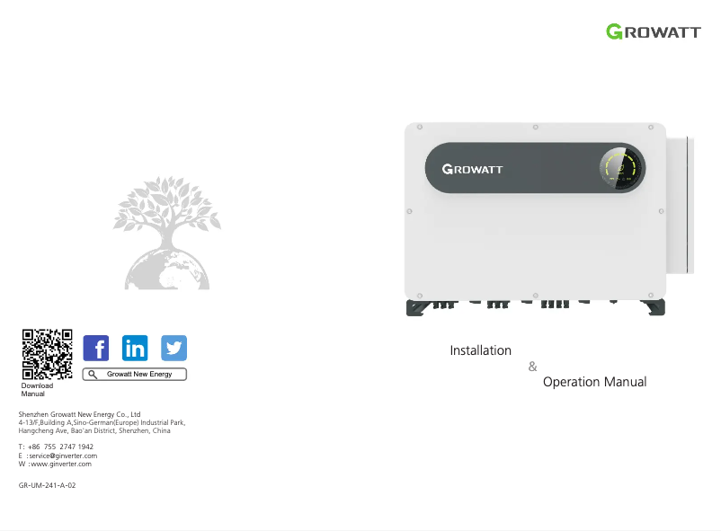 Page 1 de la notice Manuel utilisateur Growatt MAX 100-150KTL3-X LV