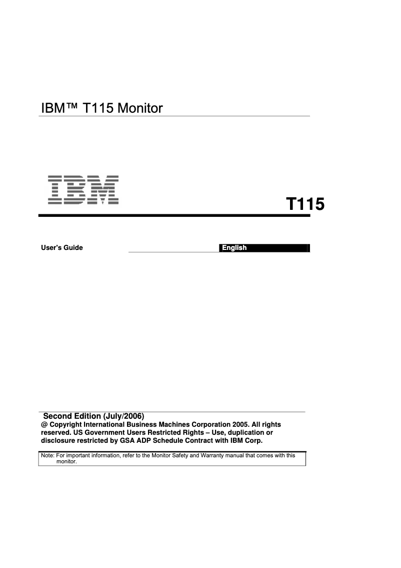 Page n°1 - Manuel utilisateur IBM T115
