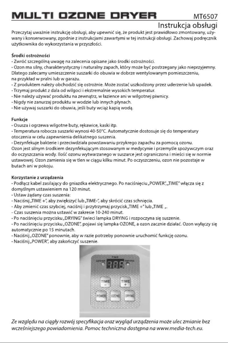 Page 1 de la notice Manuel utilisateur Media-Tech MT6507