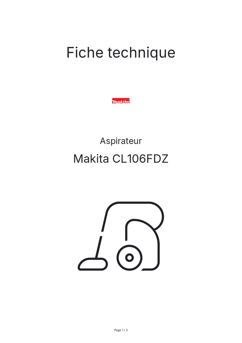 Page n°1 - Fiche technique Makita CL106FDZ