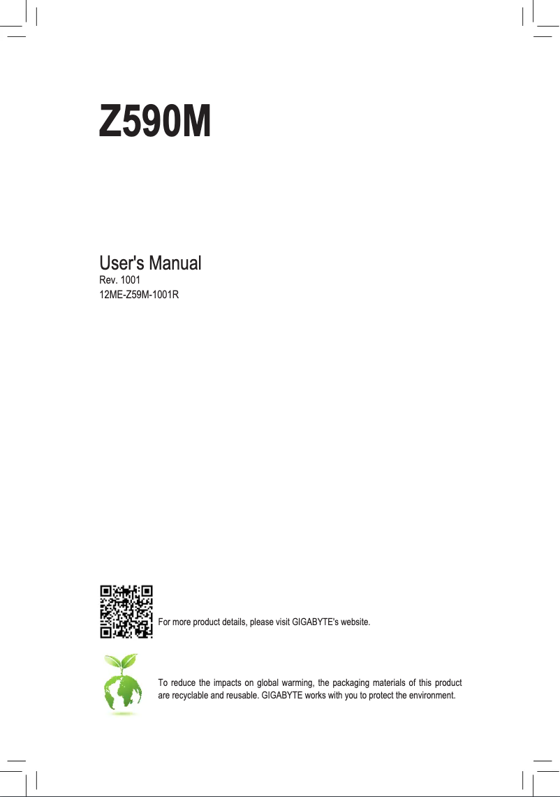 Image de la première page du manuel de l'appareil Z590M Gaming X