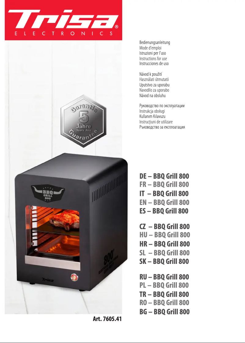 Page 1 de la notice Manuel utilisateur Trisa BBQ Grill 800