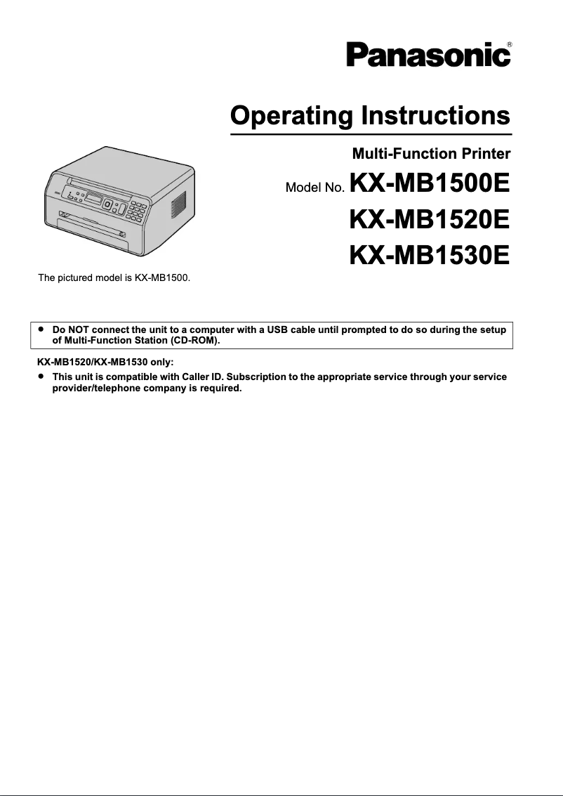 Image de la première page du manuel de l'appareil KX-MB1530E