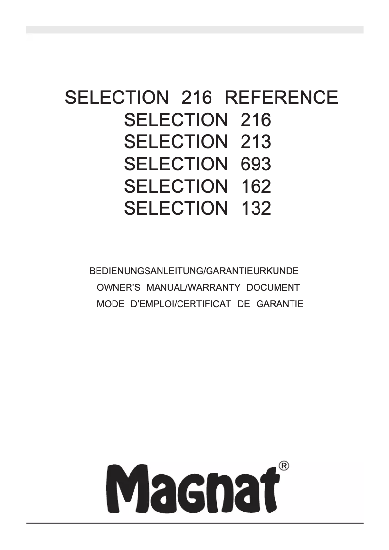 Page n°1 - Manuel utilisateur Magnat Selection 213