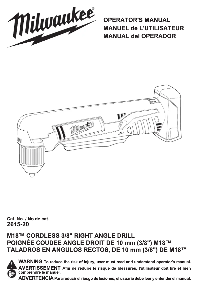 Page n°1 - Manuel utilisateur Milwaukee M18 2615-21CT