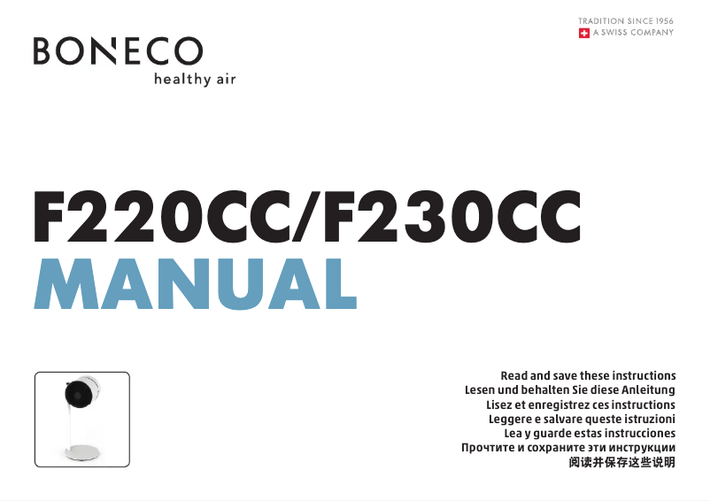 Page 1 de la notice Manuel utilisateur Boneco F220CC