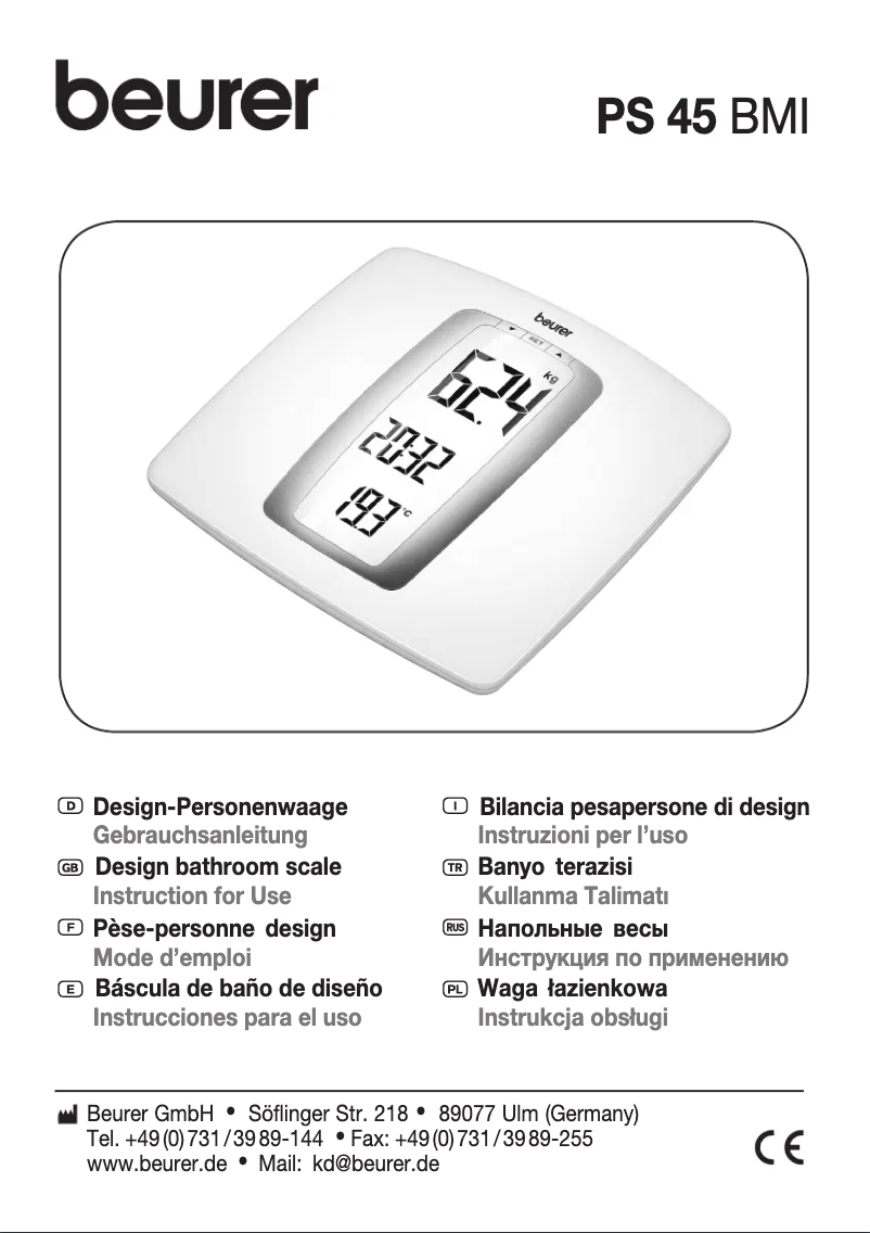 Page 1 de la notice Manuel utilisateur Beurer PS 45