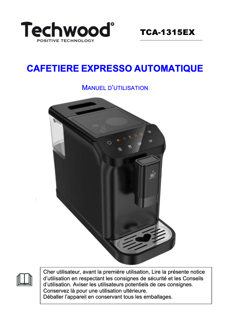 Page 1 de la notice Manuel utilisateur Techwood TCA-156EXN