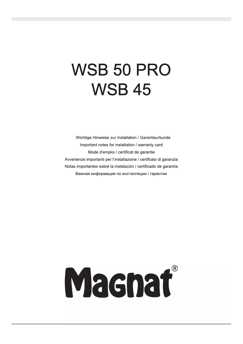Page 1 de la notice Manuel utilisateur Magnat WSB 50 PRO