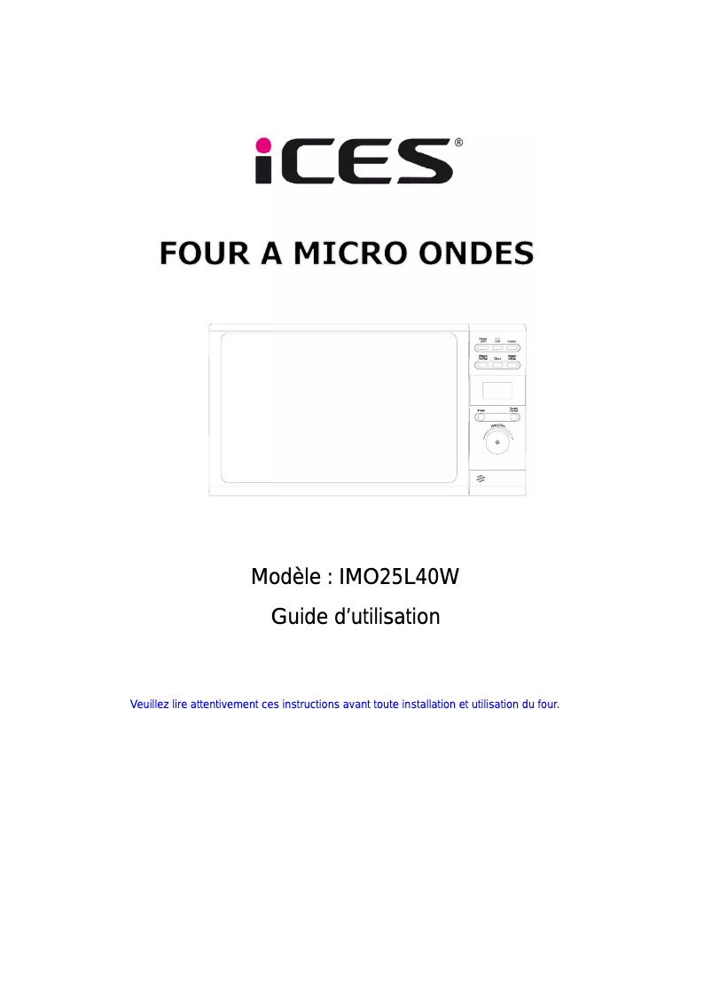 Image de la première page du manuel de l'appareil IMO-25L40W