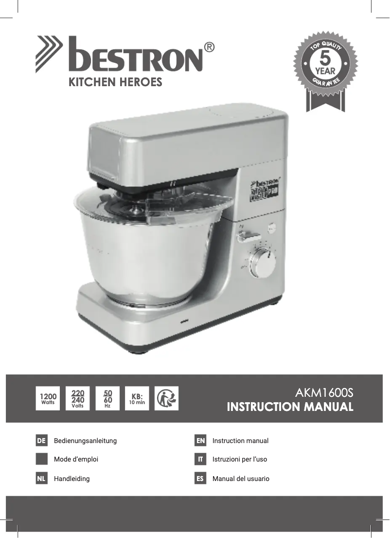 Page 1 de la notice Manuel utilisateur Bestron AKM1600S
