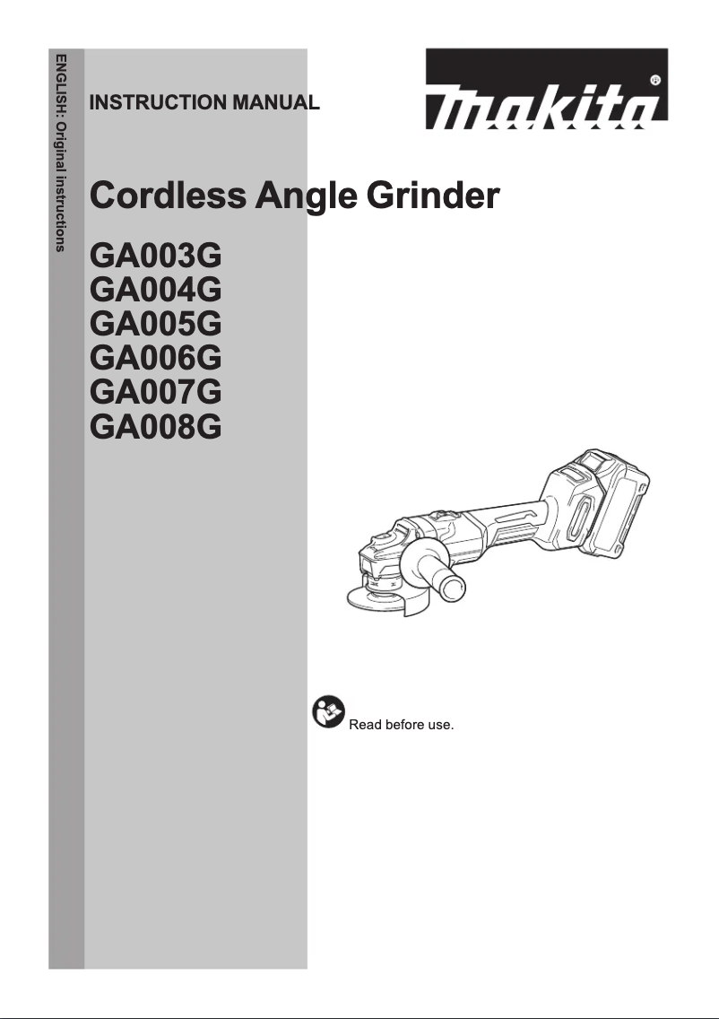 Page 1 de la notice Manuel utilisateur Makita GA005GD101