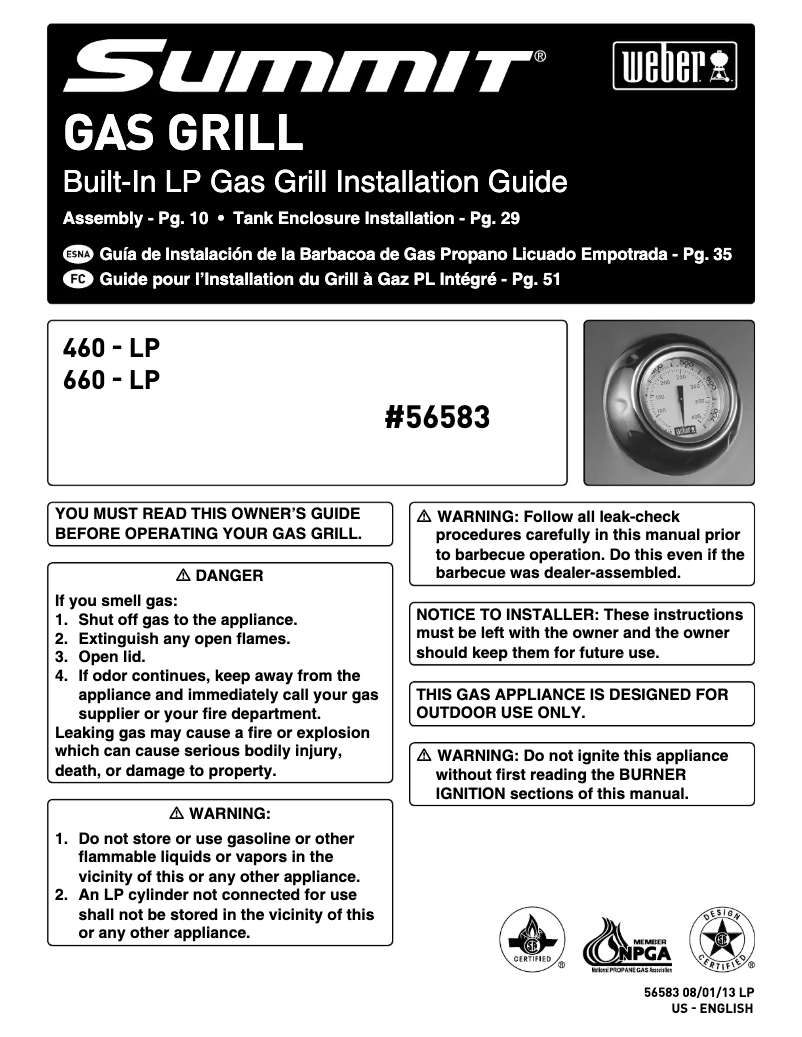 Page n°1 - Guide d'installation Weber Summit S-460