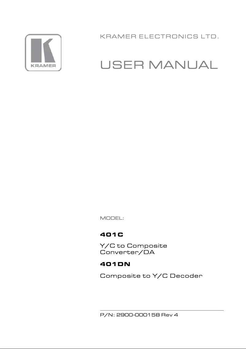 Page n°1 - Manuel utilisateur Kramer 401C