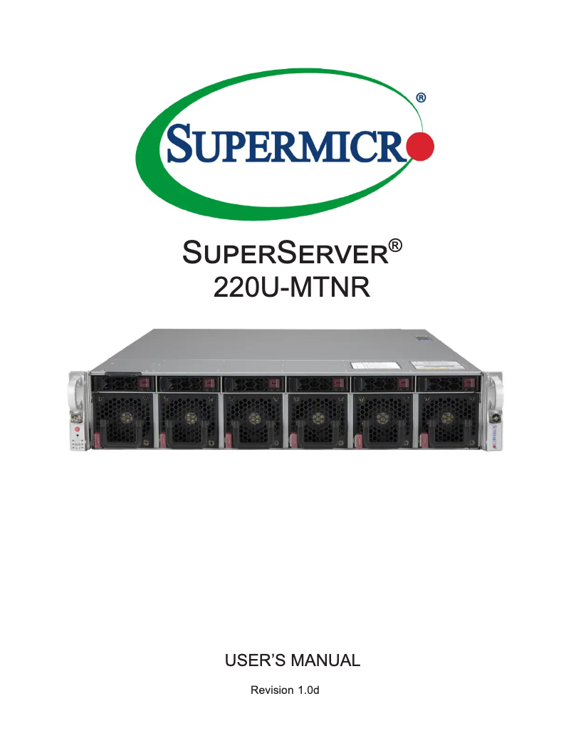 Image de la première page du manuel de l'appareil SuperServer SYS-220U-MTNR