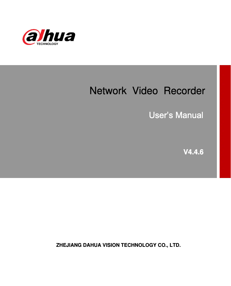 Page 1 de la notice Manuel utilisateur Dahua Technology Pro NVR4108-P-4KS2