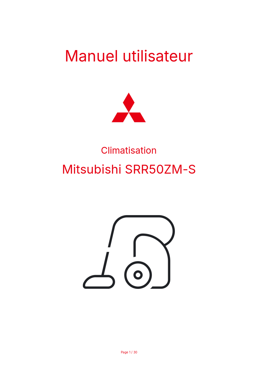 Page n°1 - Manuel utilisateur Mitsubishi SRR50ZM-S