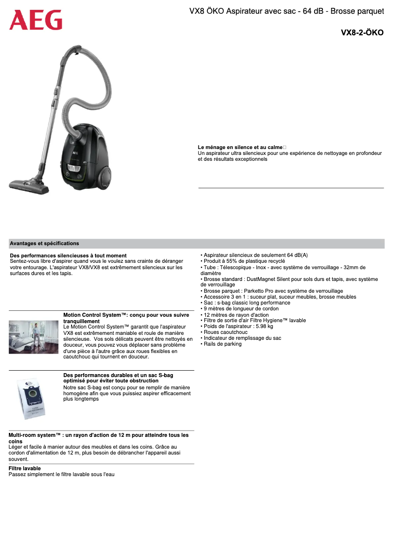 Page n°1 - Manuel utilisateur AEG VX8-2-ÖKO