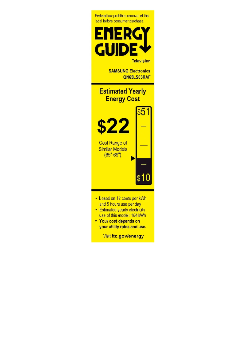 Page 1 de la notice Label énergétique Samsung The Frame QN65LS03RAFXZA