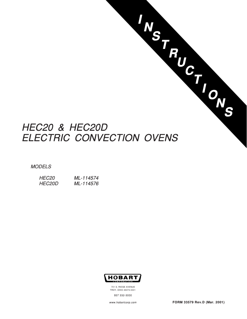 Page n°1 - Manuel utilisateur Hobart HEC202