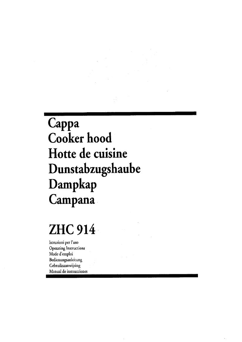Page n°1 - Manuel utilisateur Zanussi ZHC 914