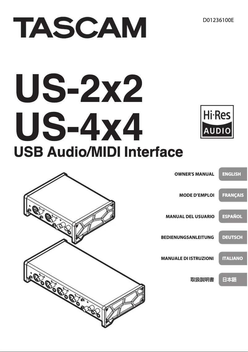 Page n°1 - Manuel utilisateur Tascam US-2x2
