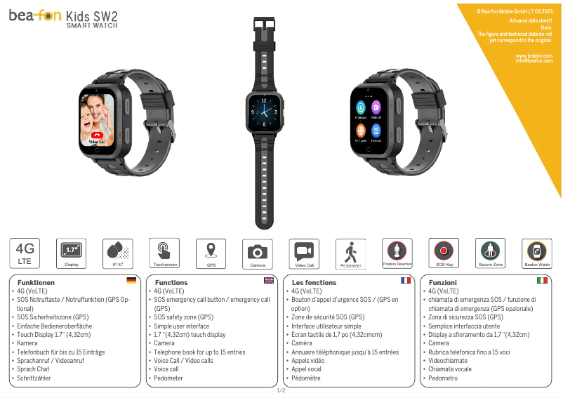 Page 1 de la notice Manuel utilisateur Bea-fon SW2