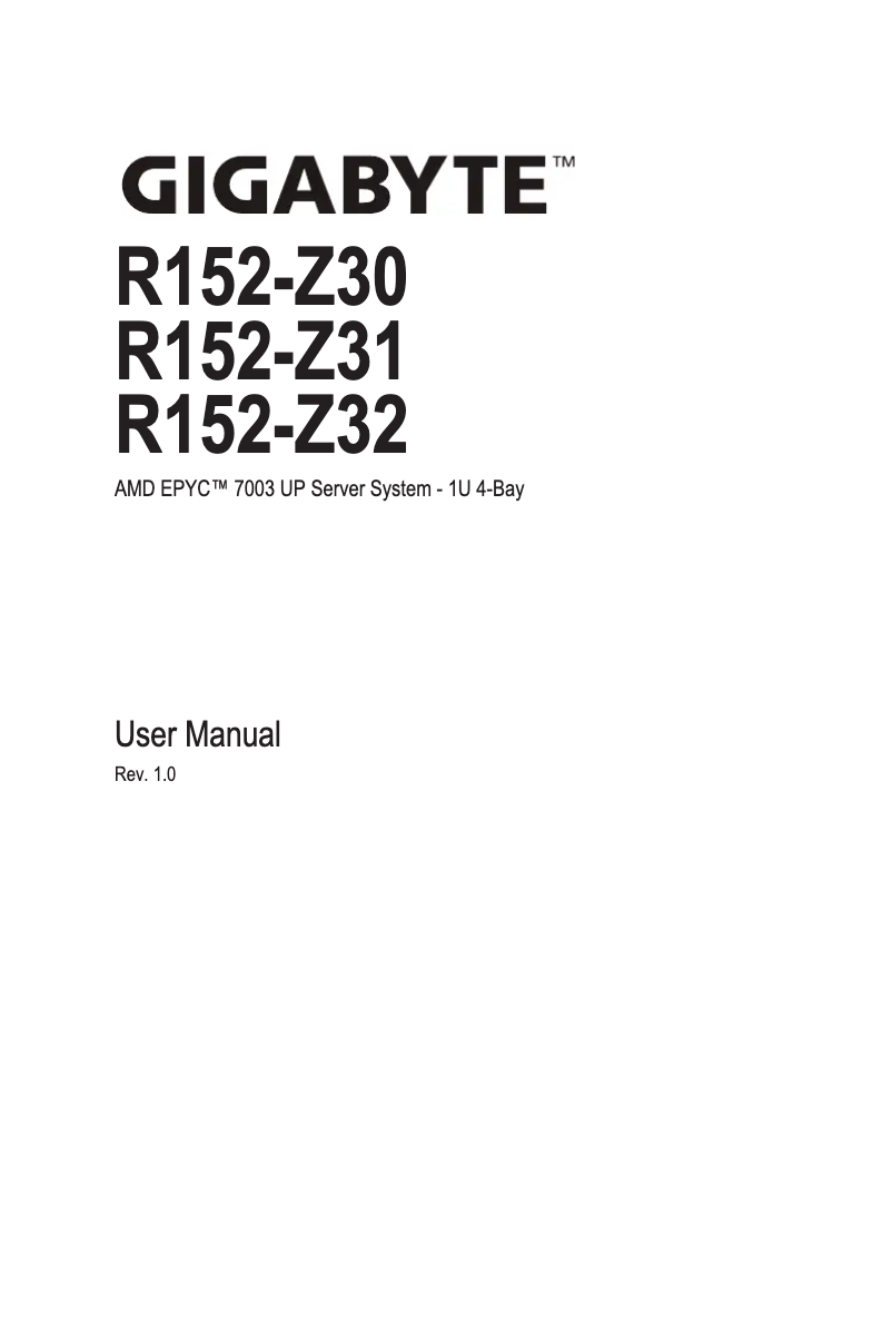 Page n°1 - Manuel utilisateur Gigabyte R152-Z30