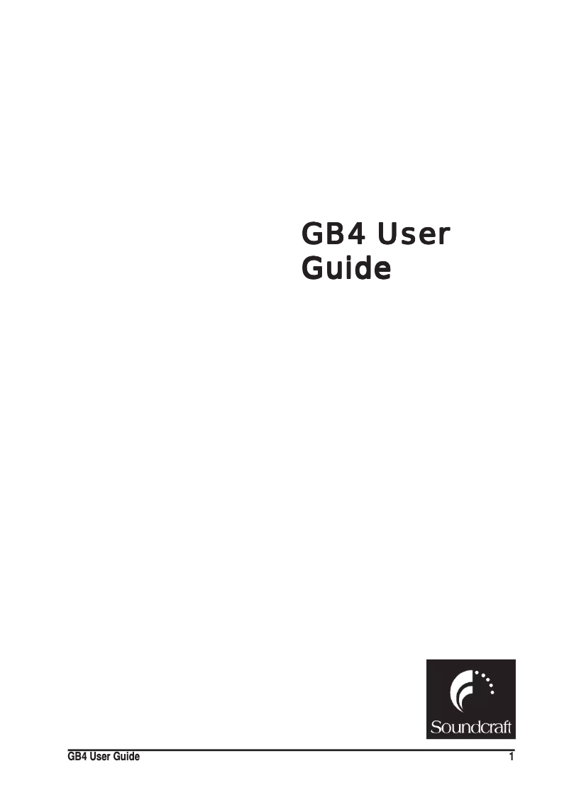 Page n°1 - Manuel utilisateur Soundcraft GB4