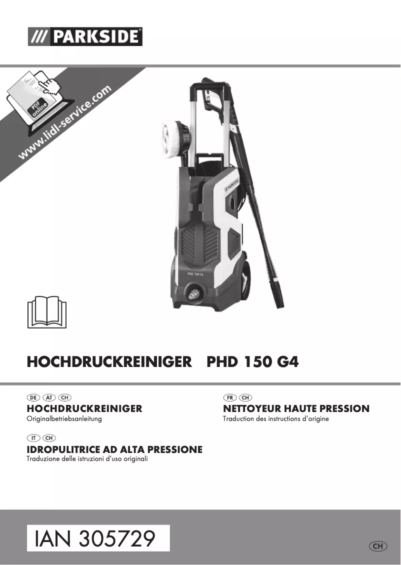 Page 1 de la notice Manuel utilisateur Parkside PHD 150 G4