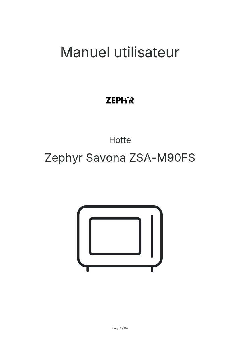 Image de la première page du manuel de l'appareil Savona ZSA-M90FS
