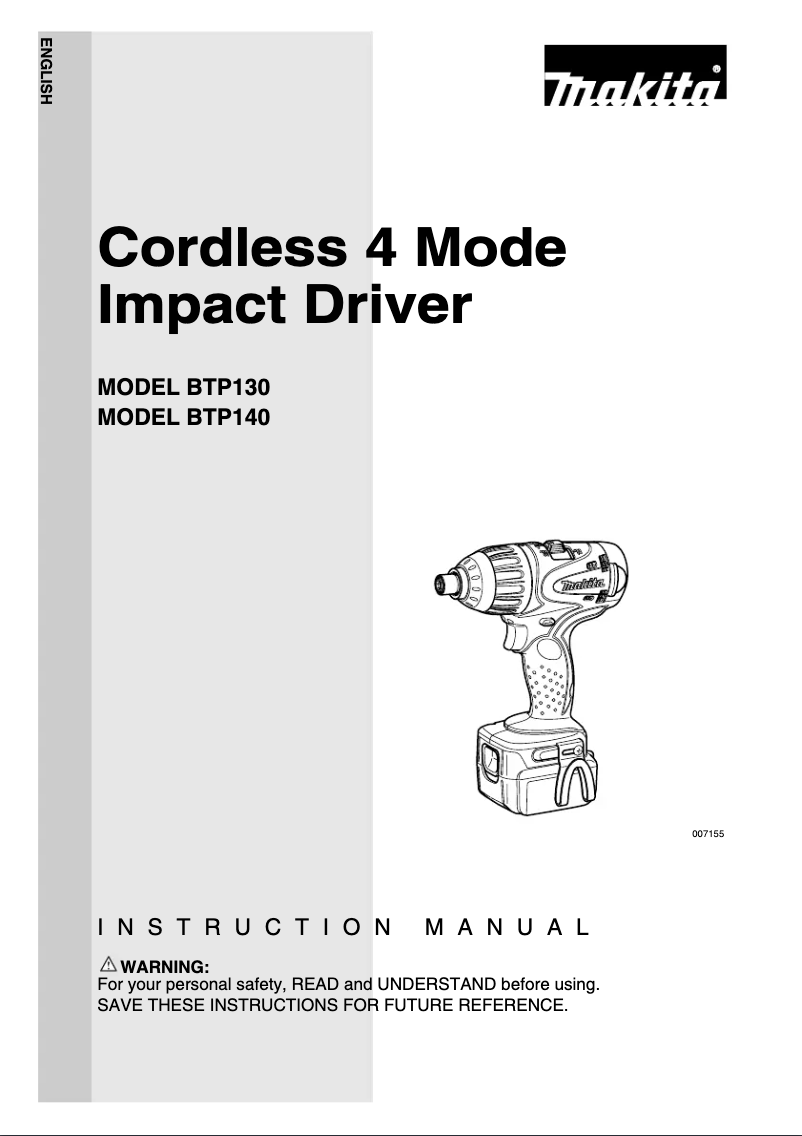 Image de la première page du manuel de l'appareil BTP140RFE
