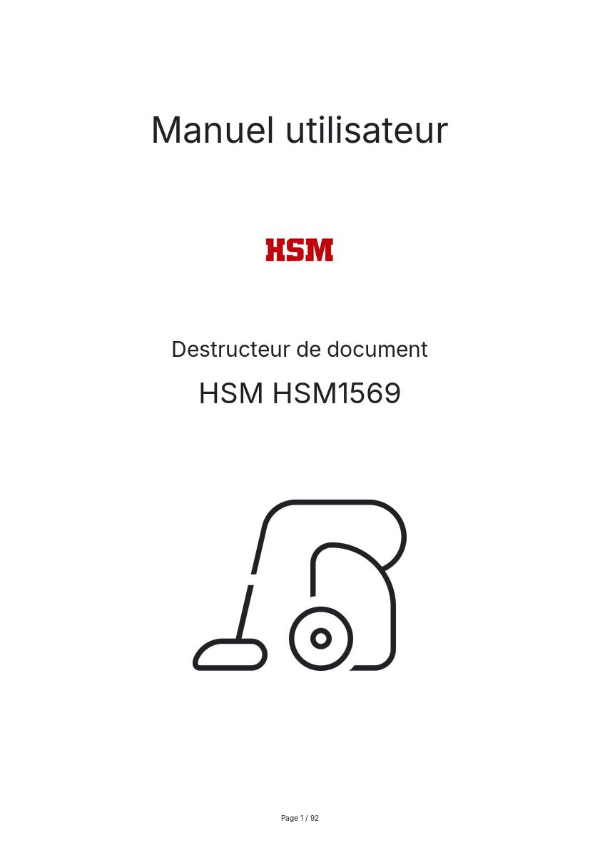 Page n°1 - Manuel utilisateur HSM HSM1569
