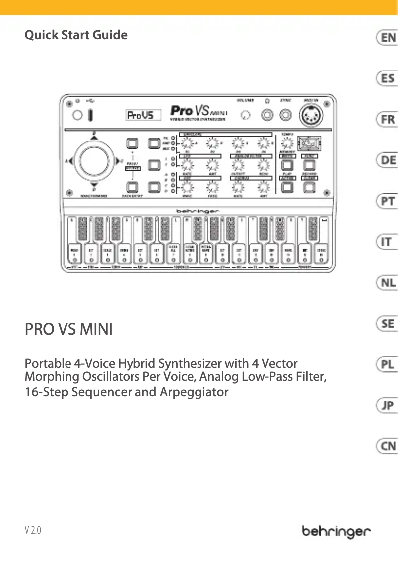Page n°1 - Manuel utilisateur Behringer PRO-VS MINI