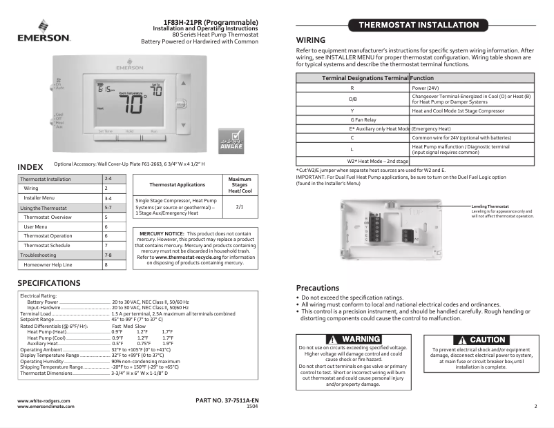 Image de la première page du manuel de l'appareil 1F83H-21PR