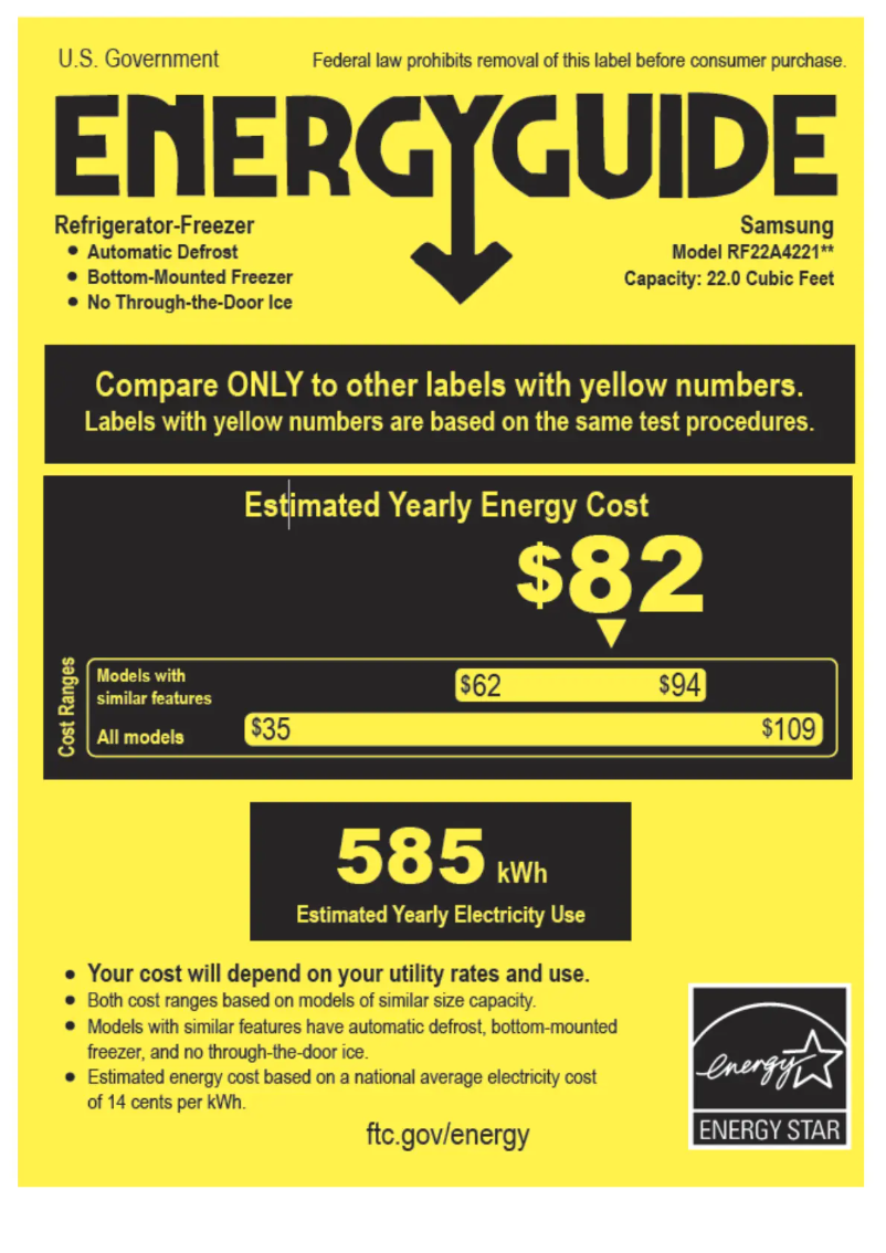 Page n°1 - Label énergétique Samsung RF22A4221SR