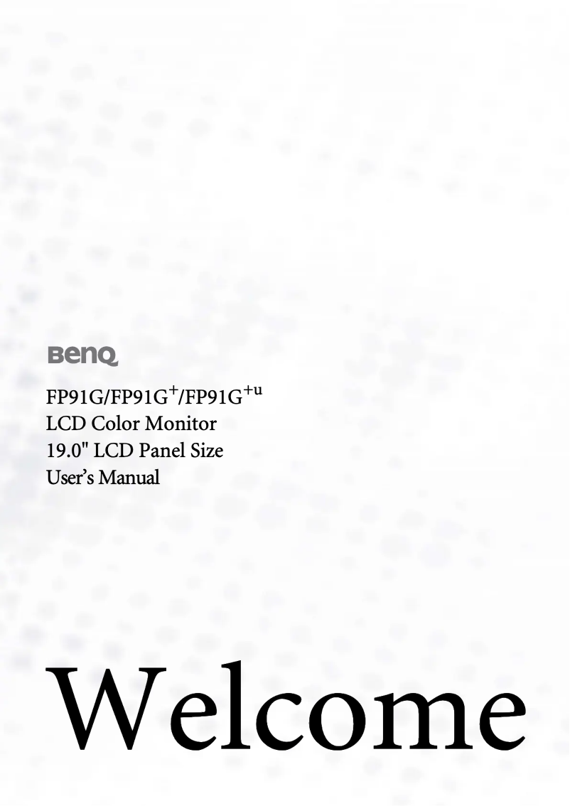 Page 1 de la notice Manuel utilisateur BenQ FP91G+U