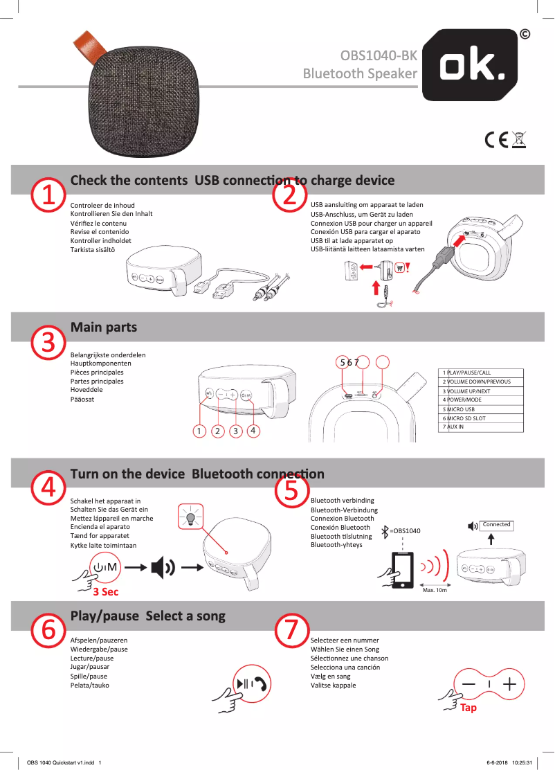Page 1 de la notice Manuel utilisateur OK OBS1040-BK