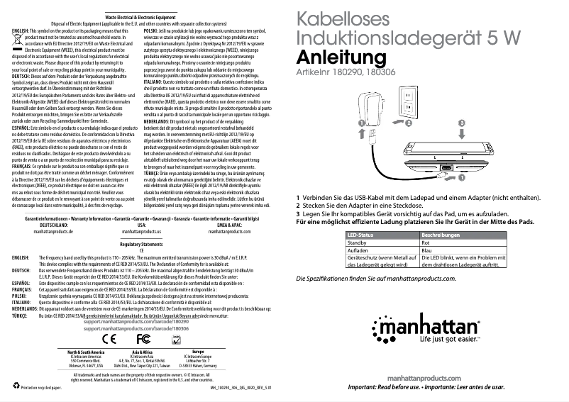 Page n°1 - Manuel utilisateur Manhattan 180290