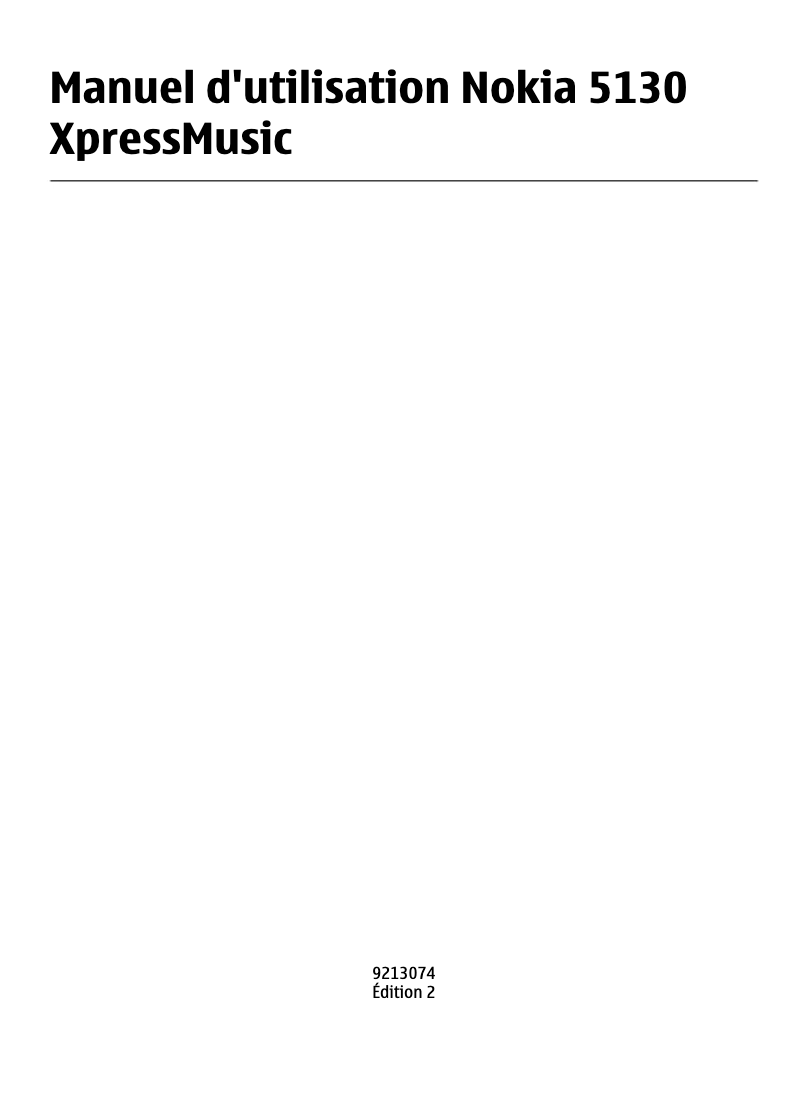 Page 1 de la notice Manuel utilisateur Nokia 5130 XpressMusic