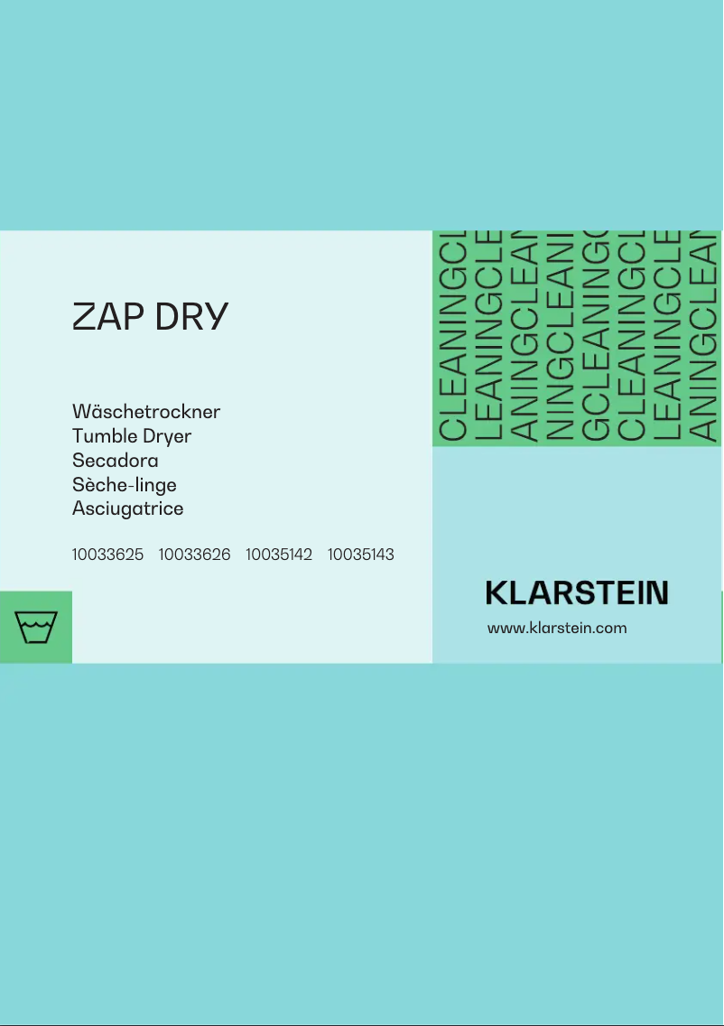 Page n°1 - Manuel utilisateur Klarstein Zap Dry 