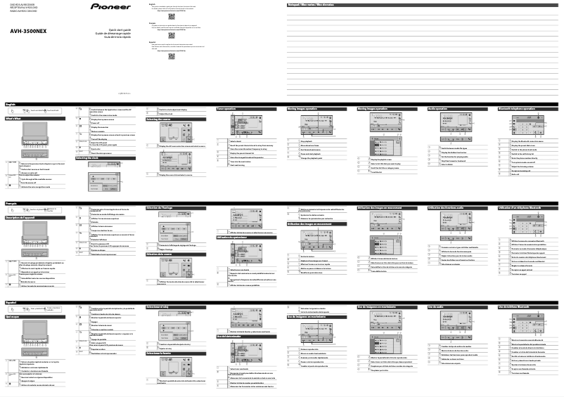 Page n°1 - Guide de démarrage rapide Pioneer AVH-3500NEX