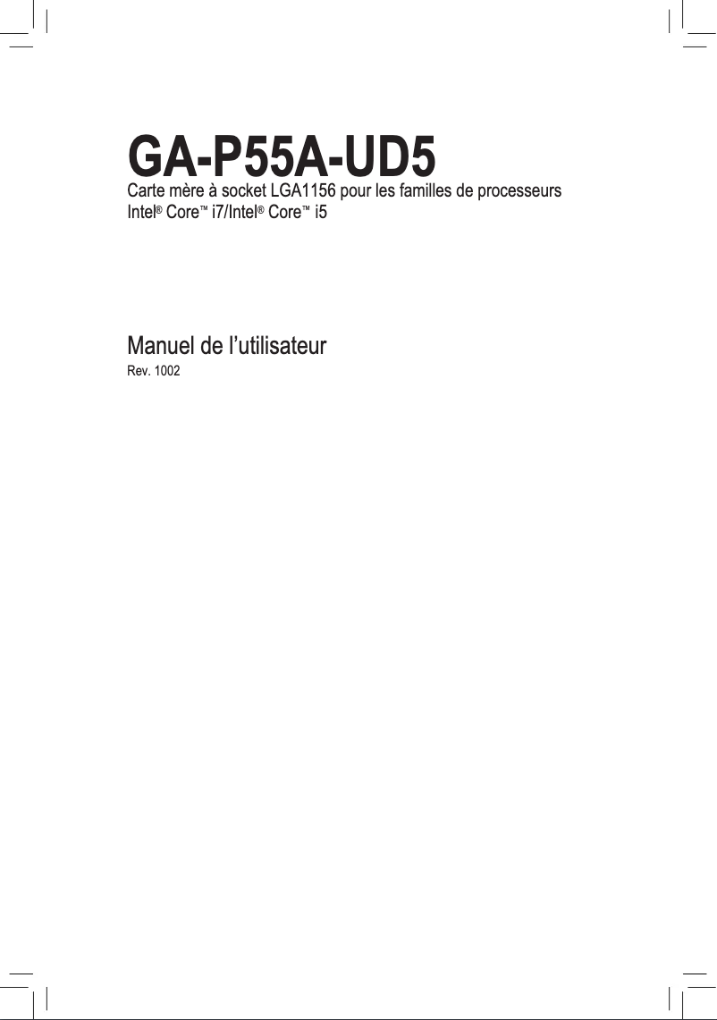 Page n°1 - Manuel utilisateur Gigabyte GA-P55A-UD5
