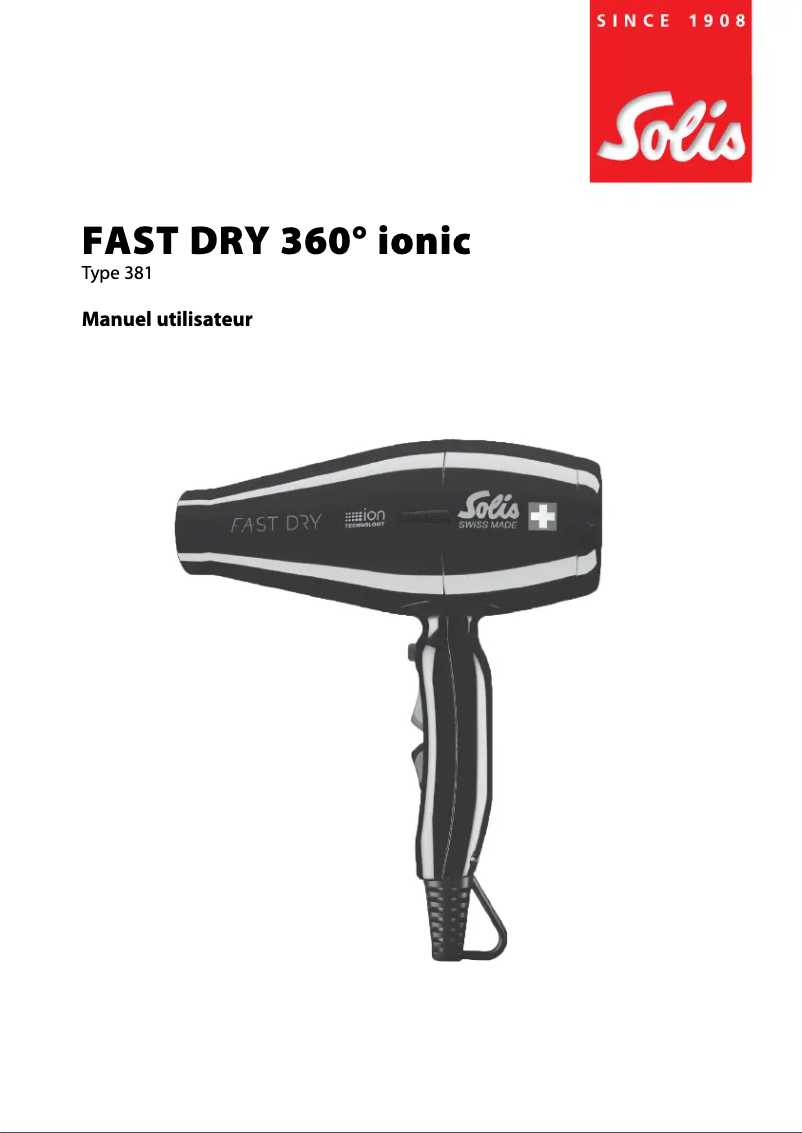 Page 1 de la notice Manuel utilisateur Solis Fast Dry 360° Ionic 381