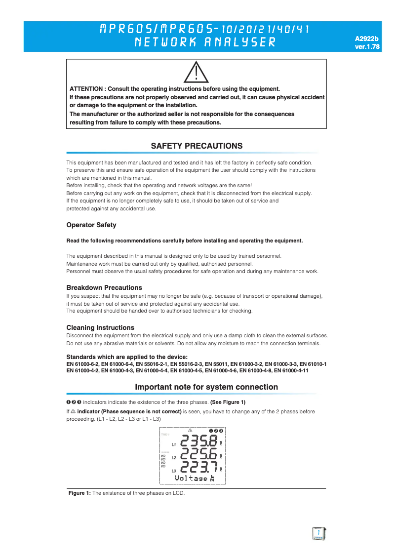 Page n°1 - Manuel utilisateur ENTES MPR-60S-41