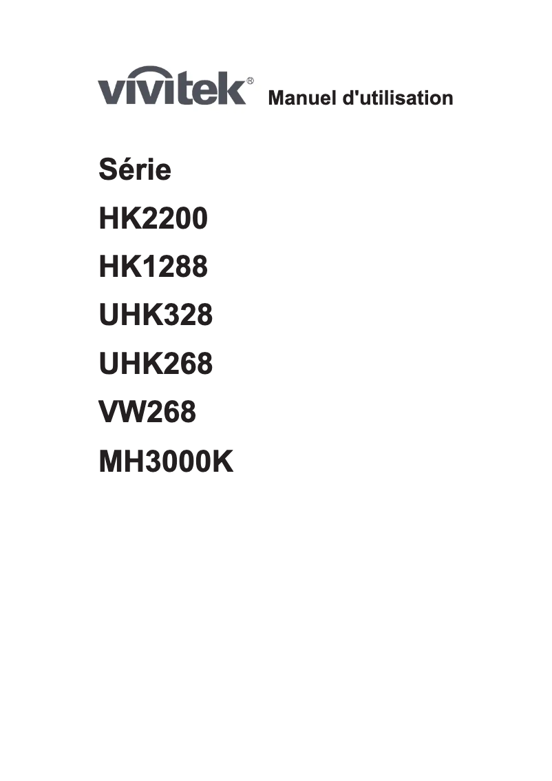 Page n°1 - Manuel utilisateur Vivitek HK2200