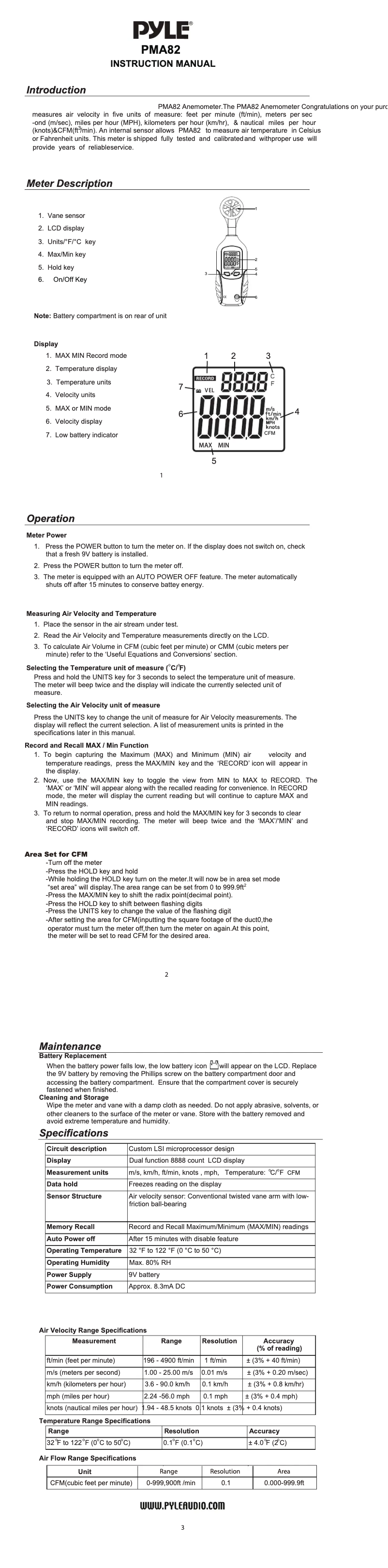 Image de la première page du manuel de l'appareil PMA82